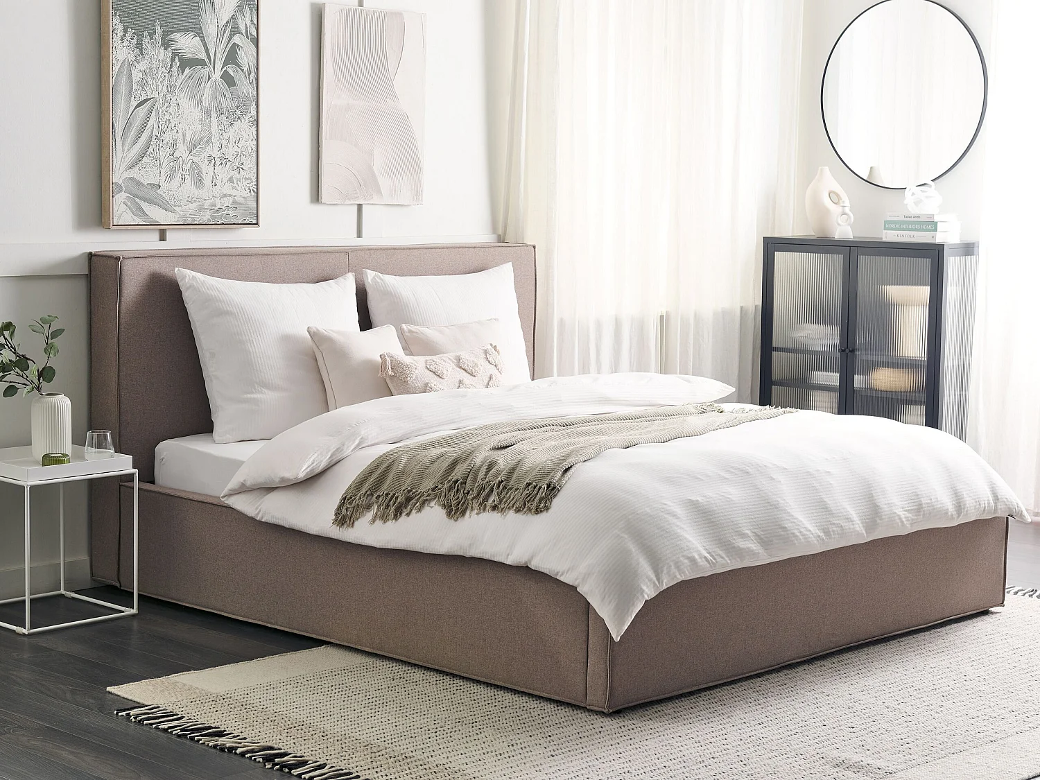 Bed met opbergruimte Stof MOISSAC 180 x 200 cm Taupe