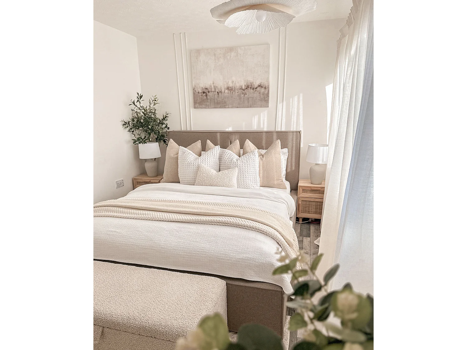 Letto contenitore Tessuto MOISSAC 180 x 200 cm Tortora