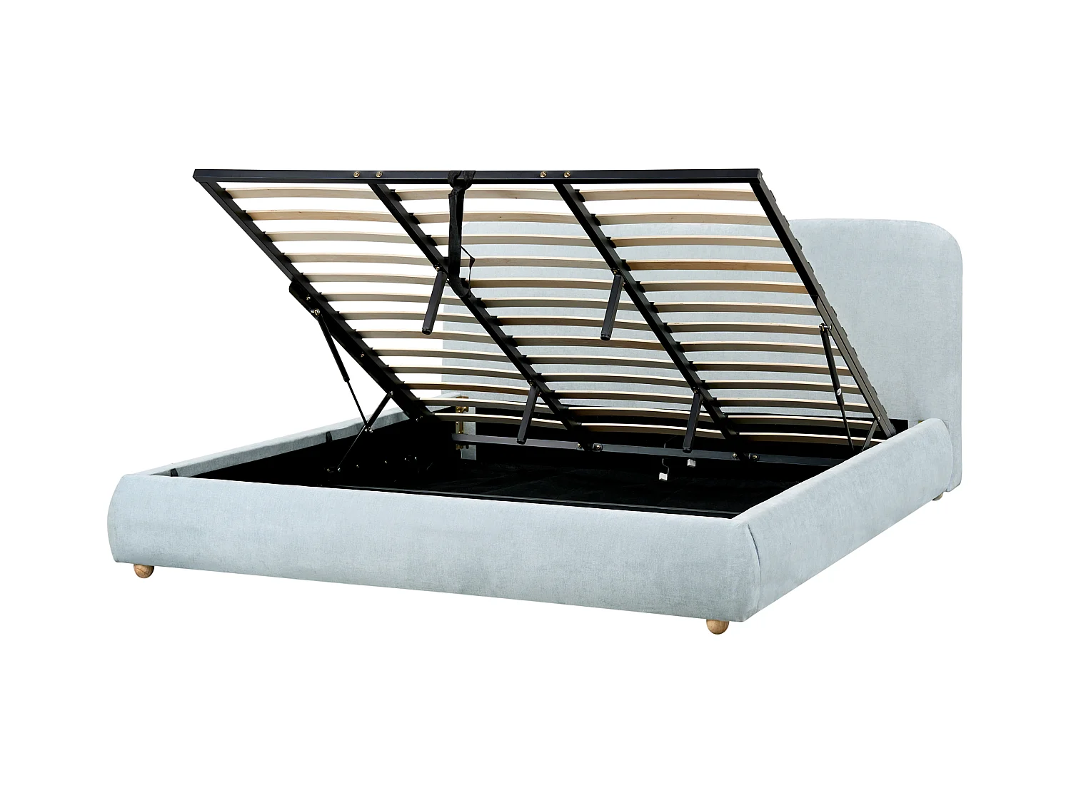 Lit ottoman Tissu BLAGNAC 180 x 200 cm Bleu clair