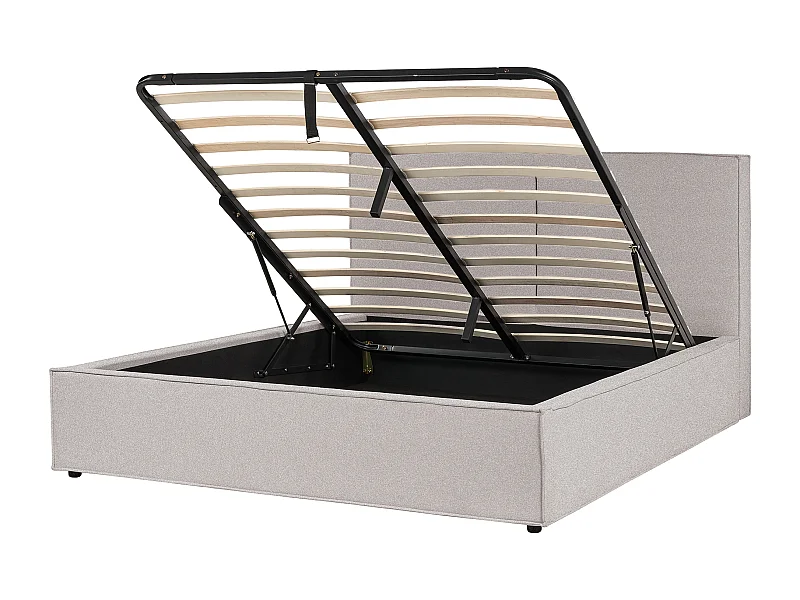 Bed met opbergruimte Stof MOISSAC 160 x 200 cm Lichtgrijs