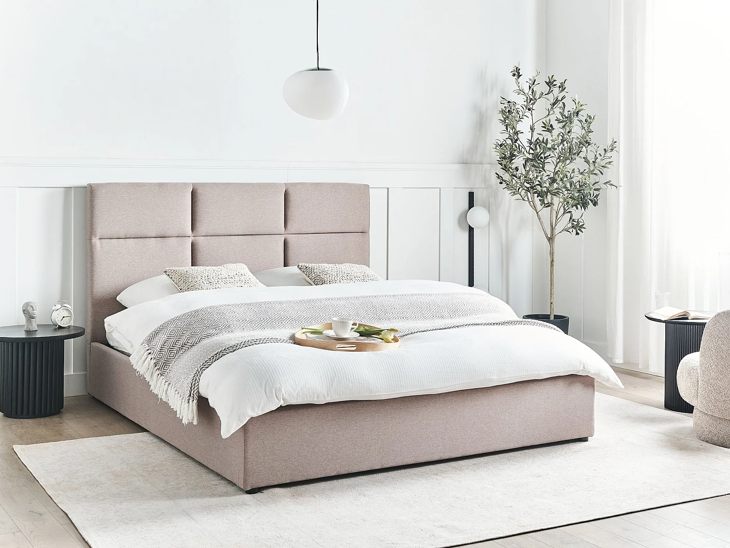 Bett mit Stauraum Stoff LAGORD 160 x 200 cm Taupe