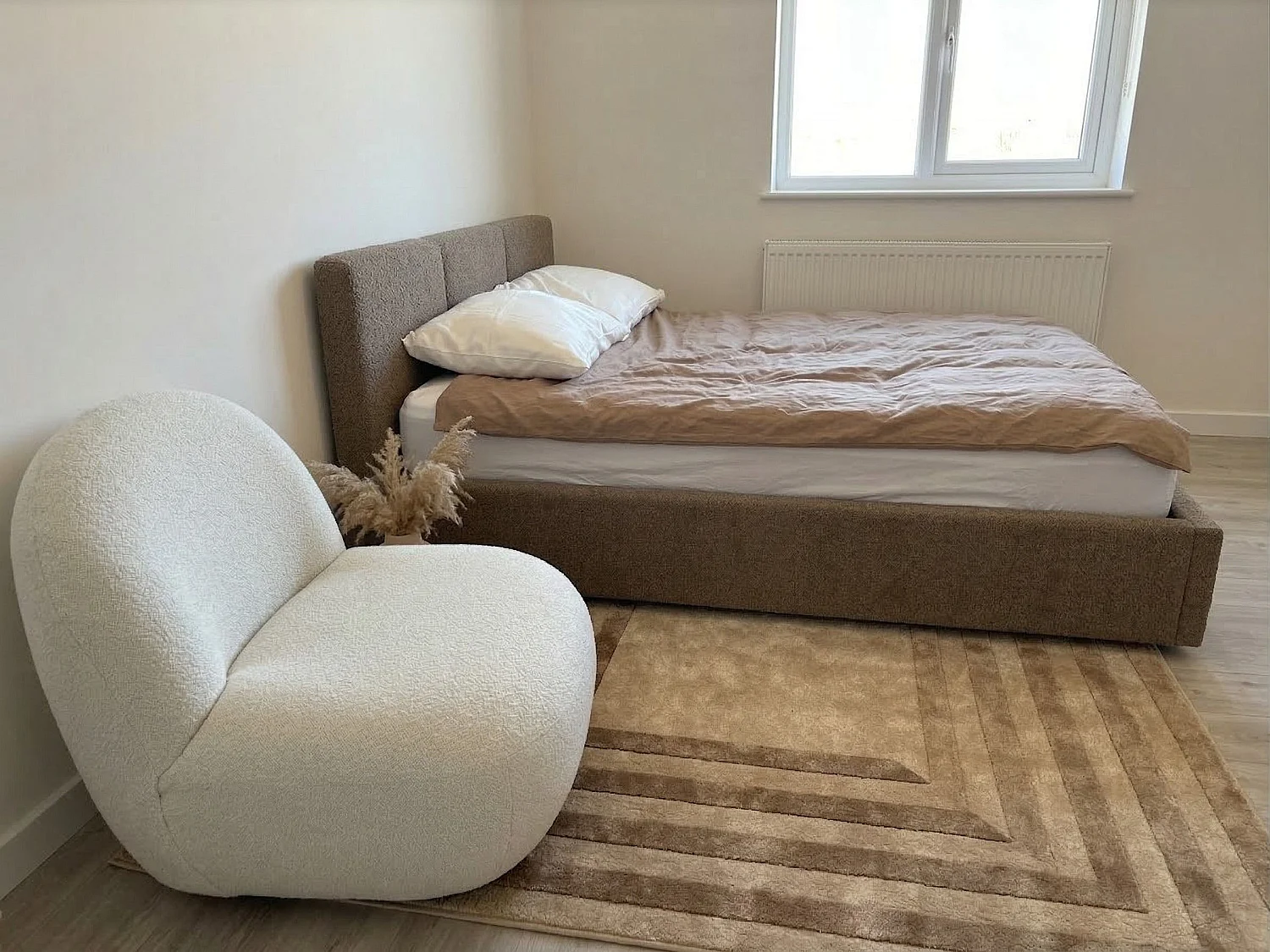 Ottoman Bed BOUSSE Boucle Taupe 140 x 200 cm (EU Double)