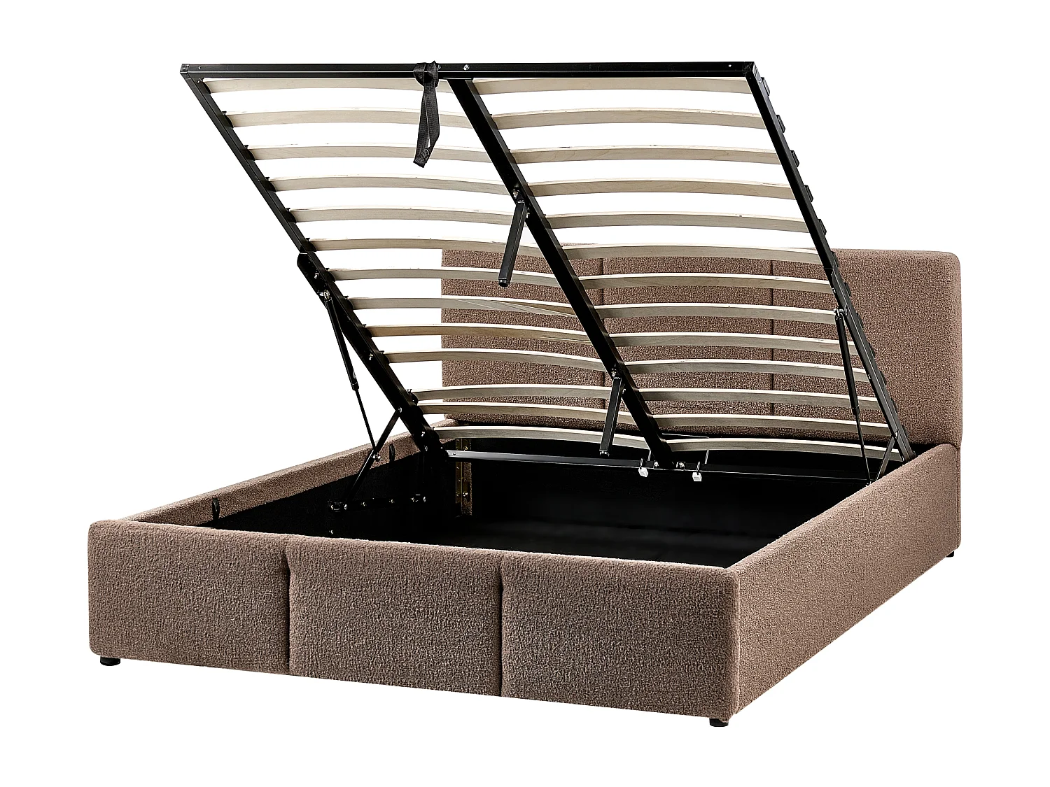 Ottoman Bed BOUSSE Boucle Taupe 140 x 200 cm (EU Double)