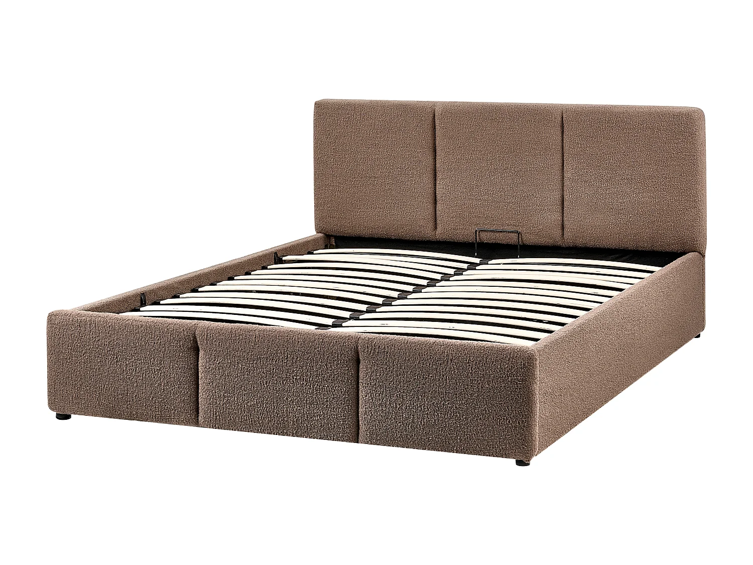 Ottoman Bed BOUSSE Boucle Taupe 140 x 200 cm (EU Double)