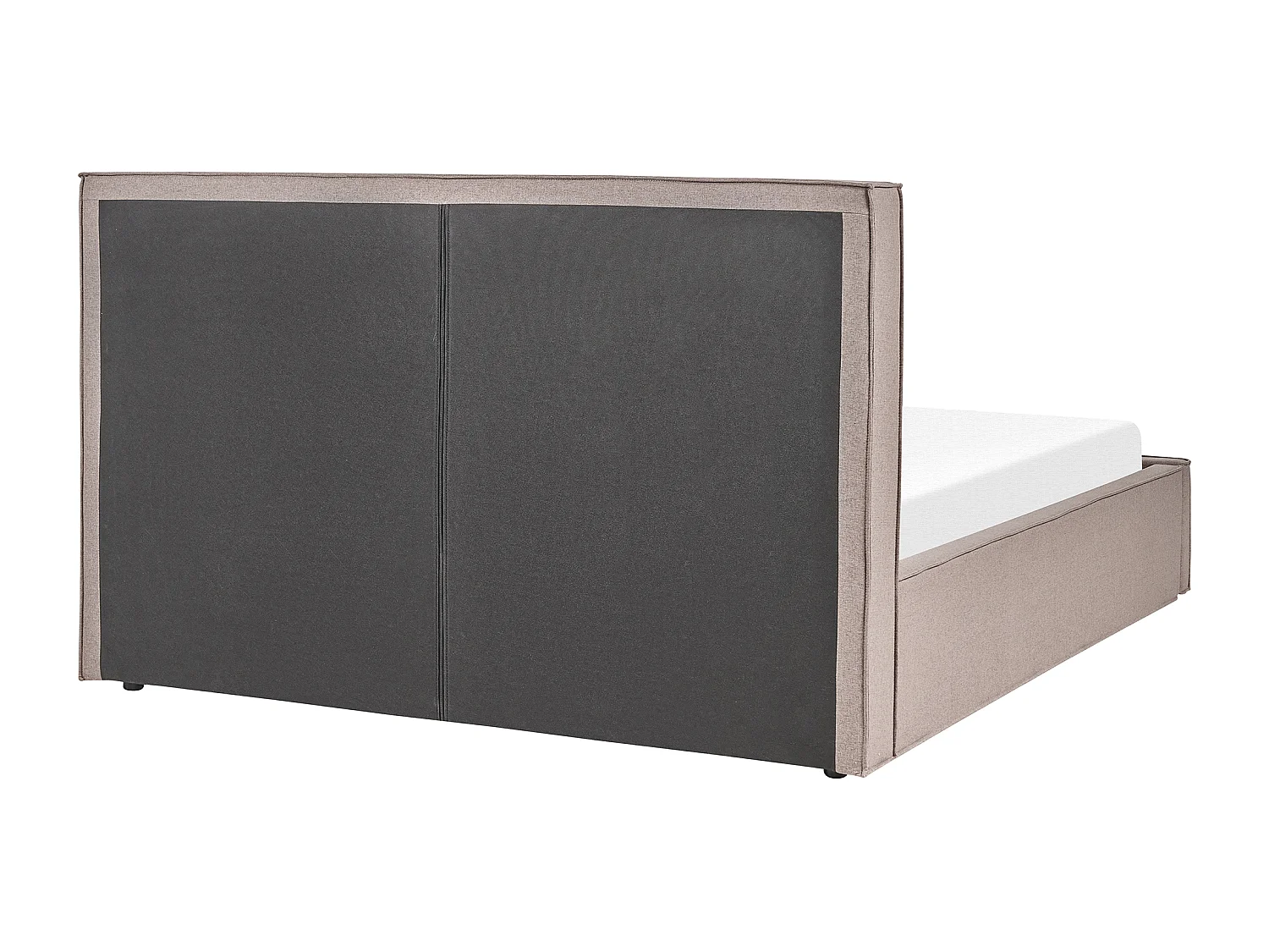 Polsterbett beige taupe hohes Kopfteil Lattenrost 160x200 cm Bettkasten Moissac