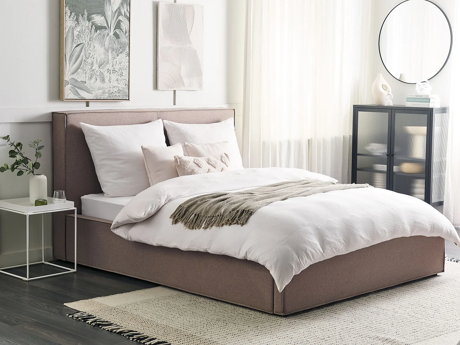Bed met opbergruimte Stof MOISSAC 160 x 200 cm Taupe