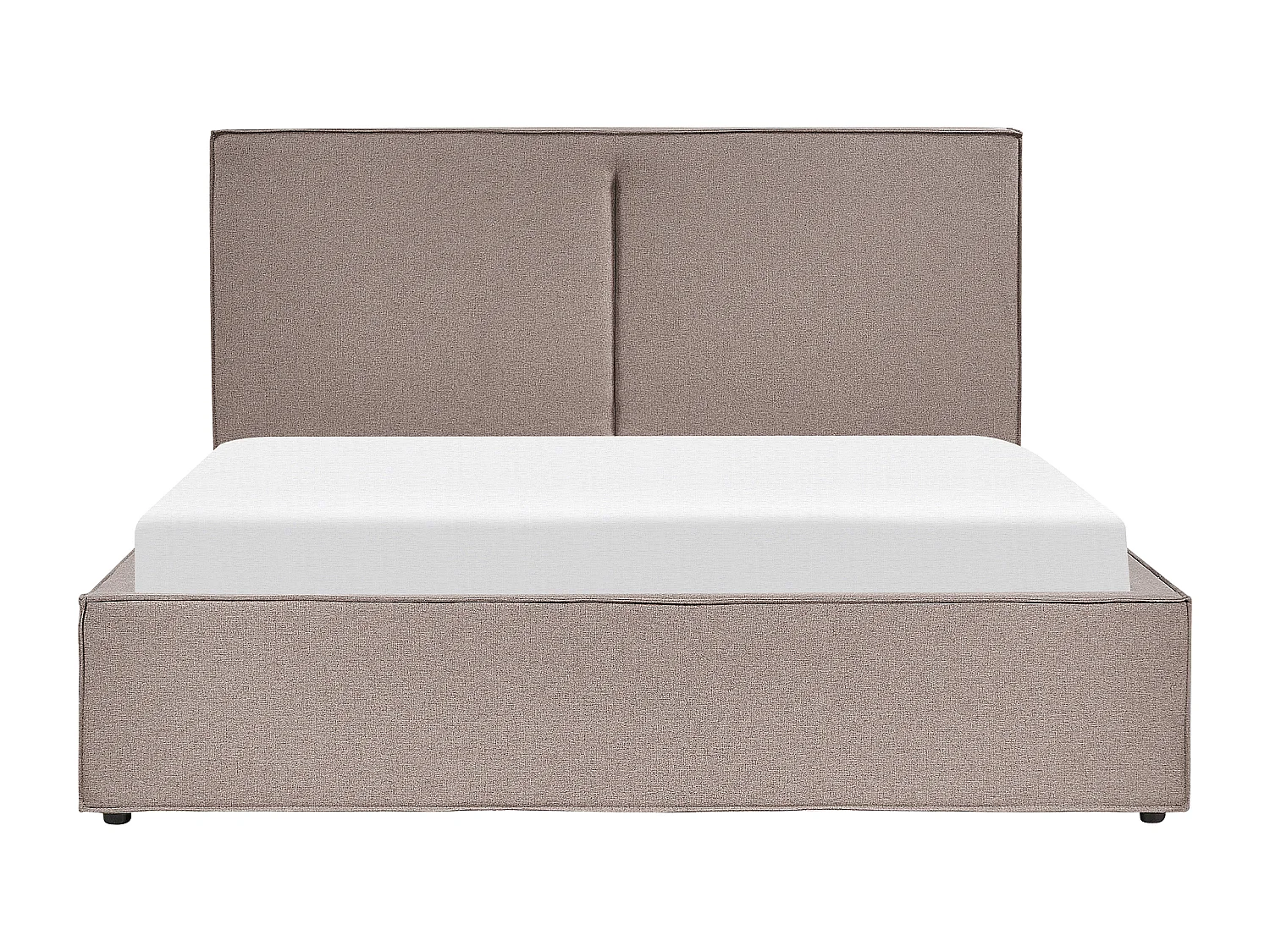 Polsterbett beige taupe hohes Kopfteil Lattenrost 160x200 cm Bettkasten Moissac