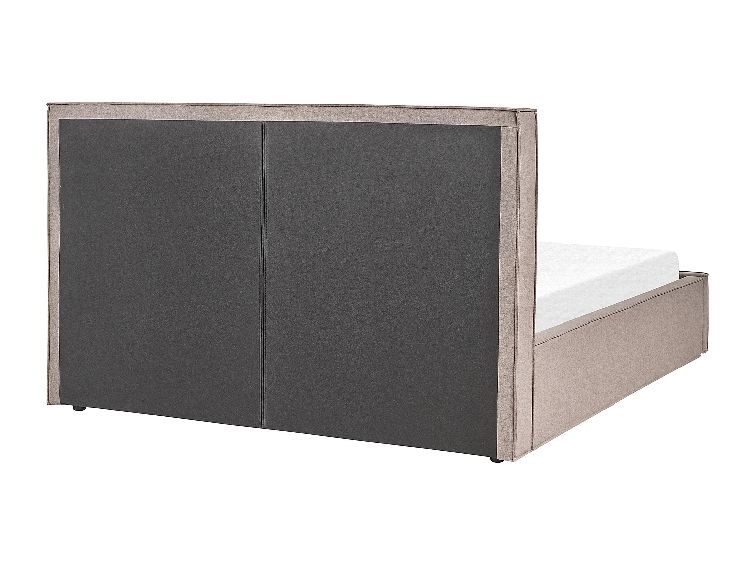 Polsterbett beige taupe hohes Kopfteil Lattenrost 160x200 cm Bettkasten Moissac