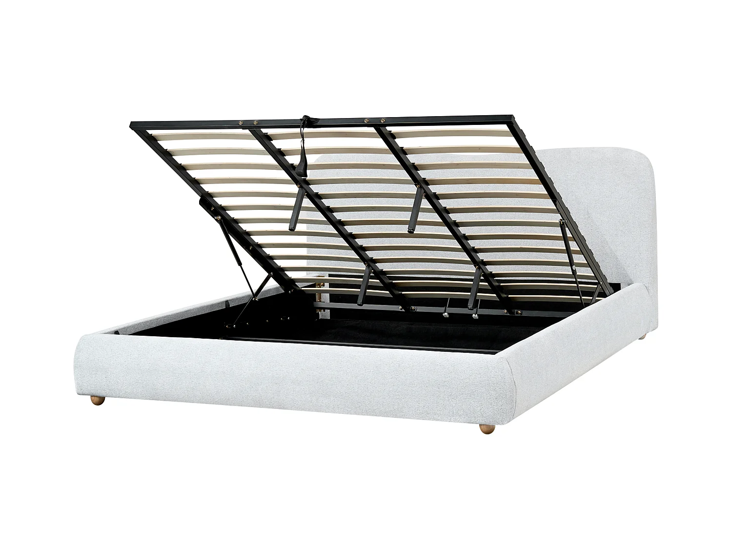Cama con almacenaje Tela BLAGNAC 180 x 200 cm Gris claro