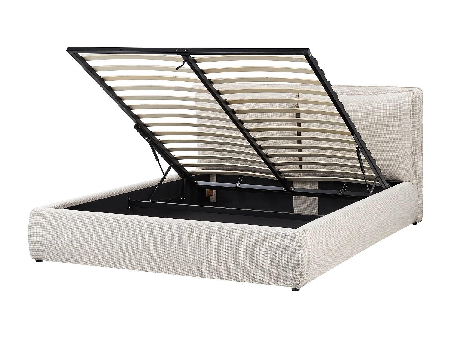 Letto contenitore Tessuto BAJONNA 160 x 200 cm Beige