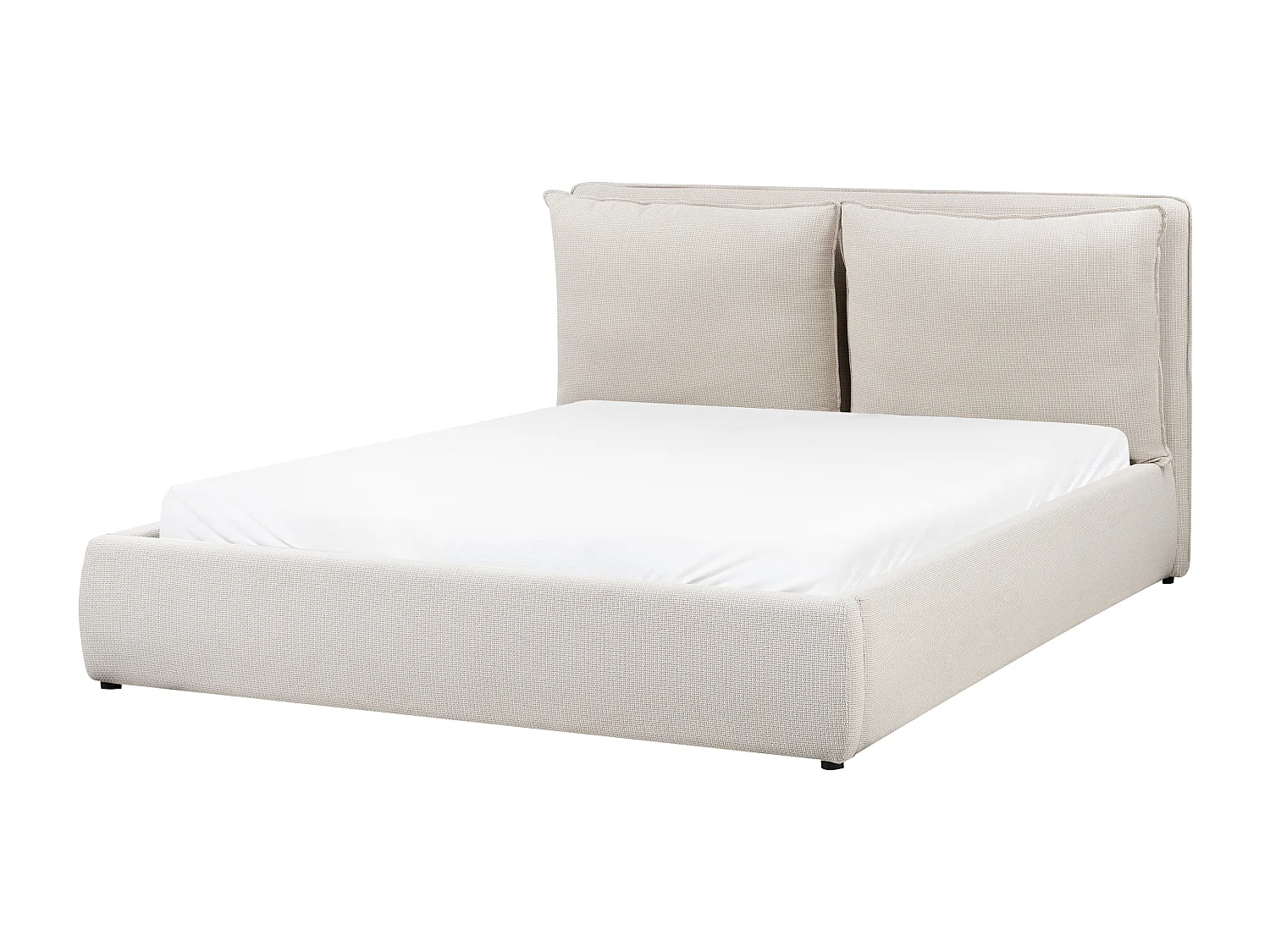 Letto contenitore Tessuto BAJONNA 160 x 200 cm Beige