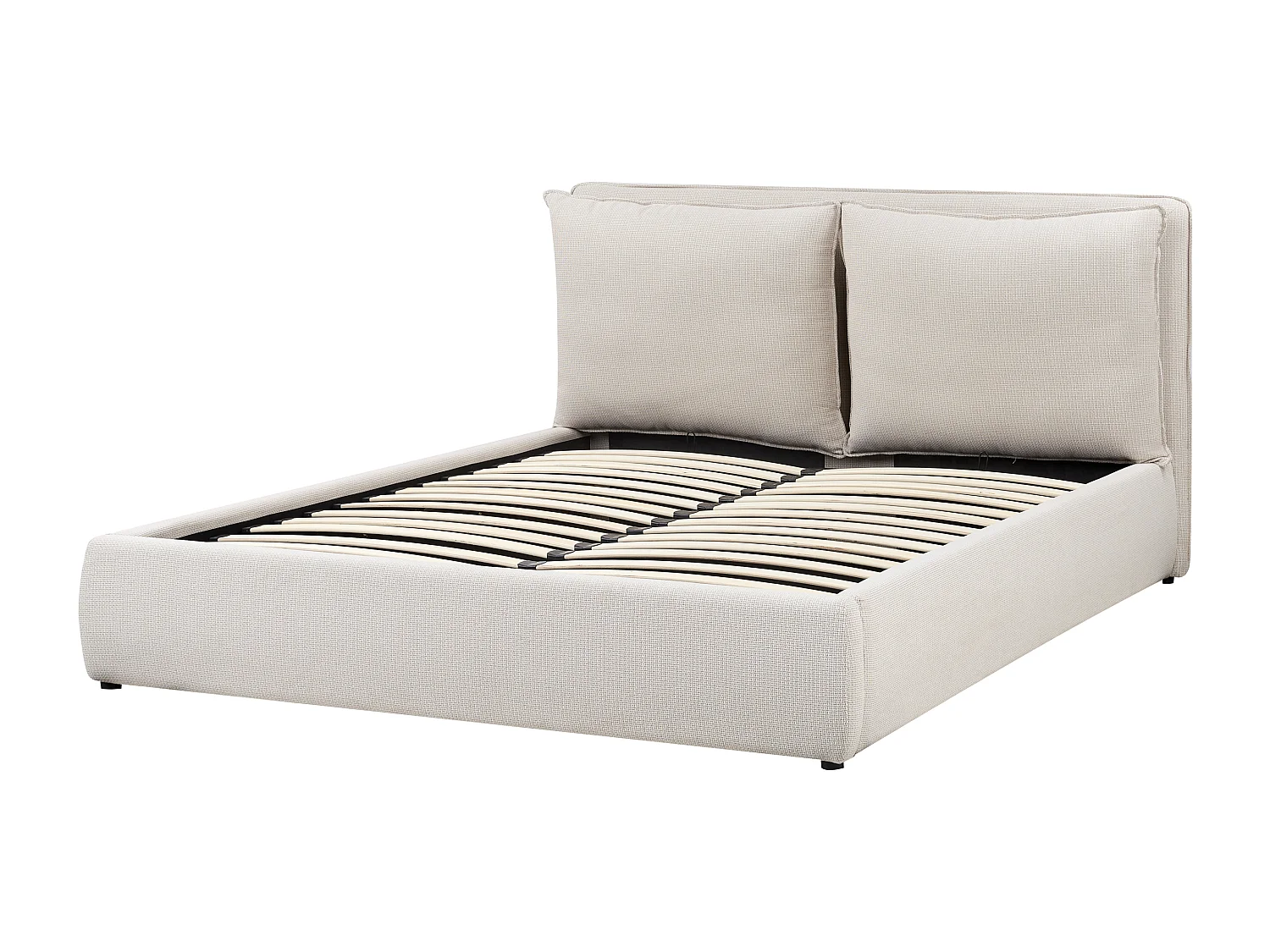 Letto contenitore Tessuto BAJONNA 160 x 200 cm Beige