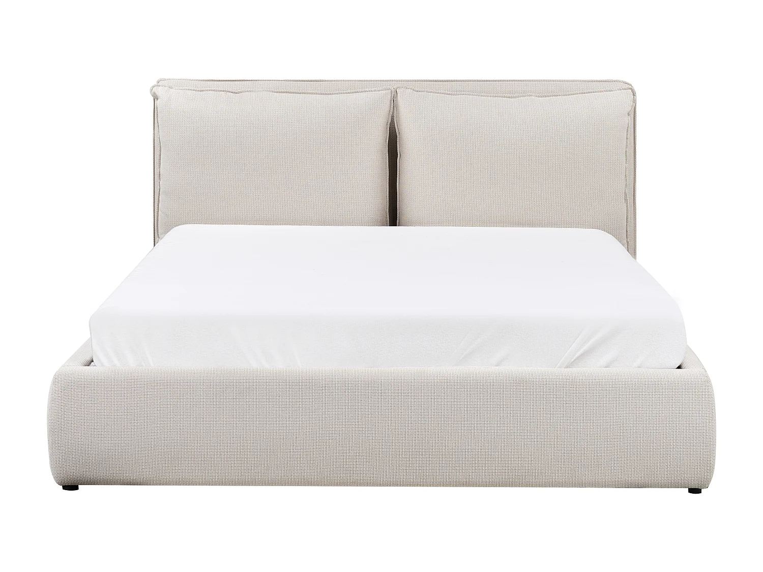Letto contenitore Tessuto BAJONNA 160 x 200 cm Beige