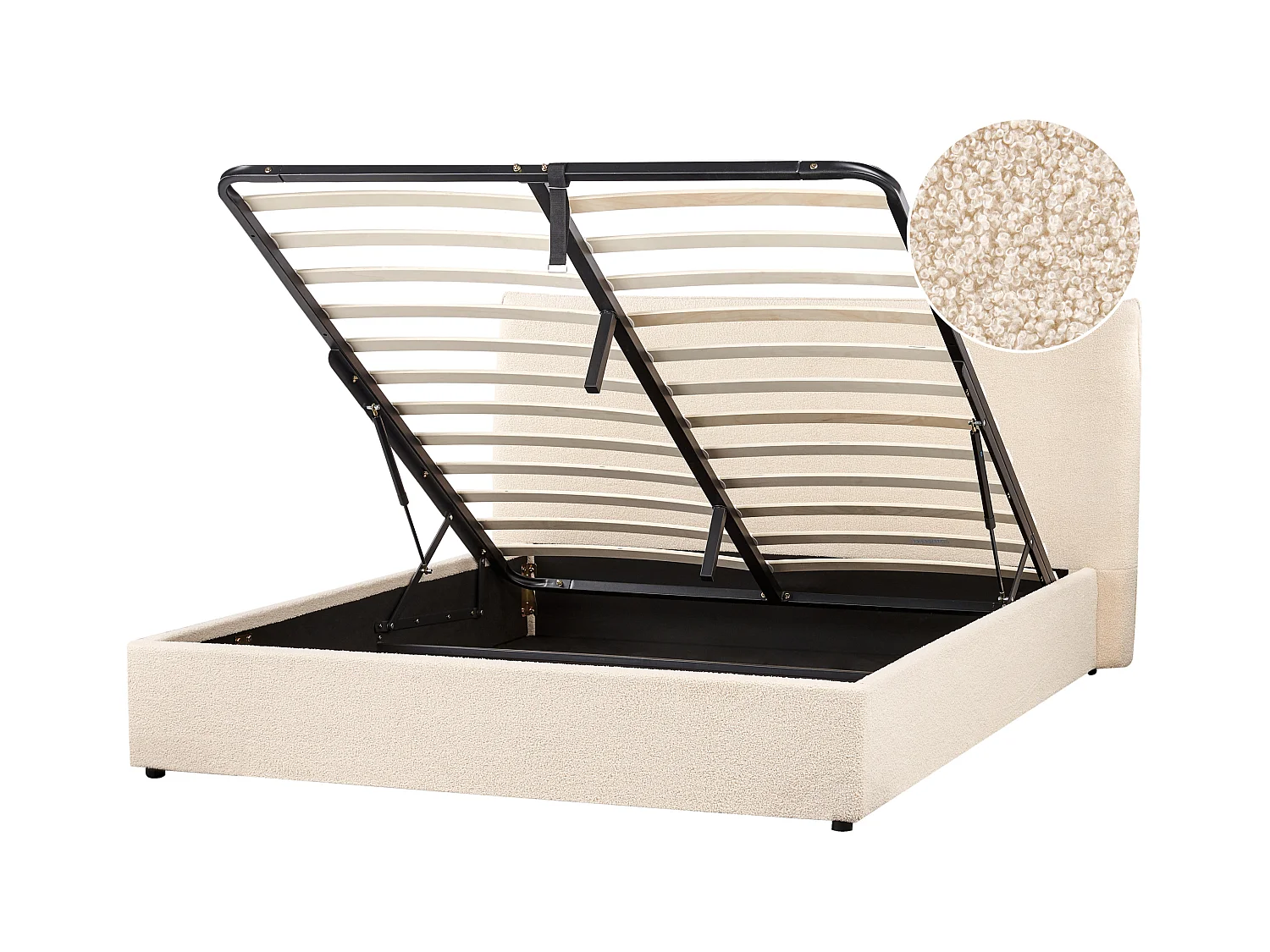 Lit ottoman Bouclé LAVAUR 160 x 200 cm Beige