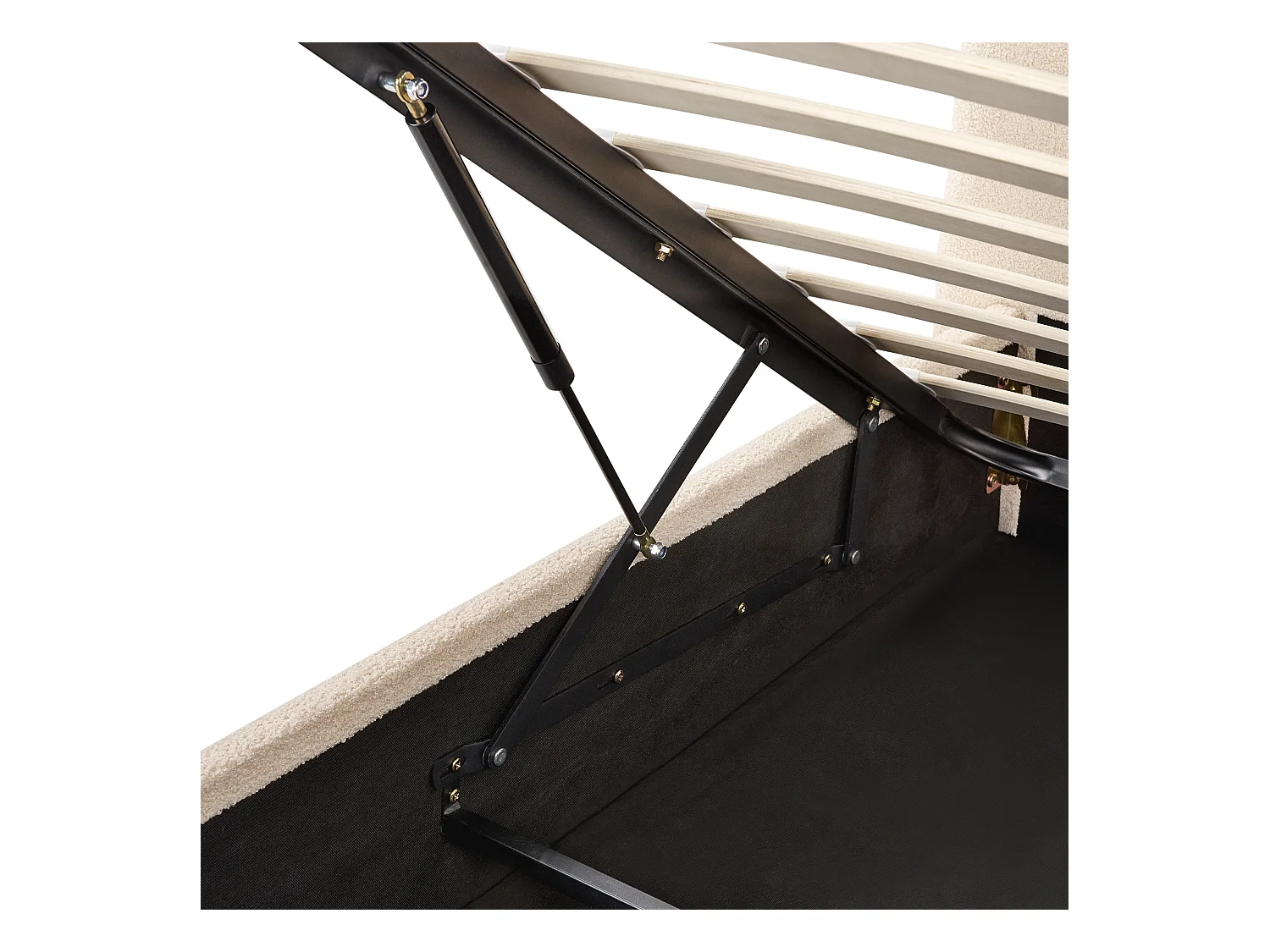 Lit ottoman Bouclé LAVAUR 160 x 200 cm Beige