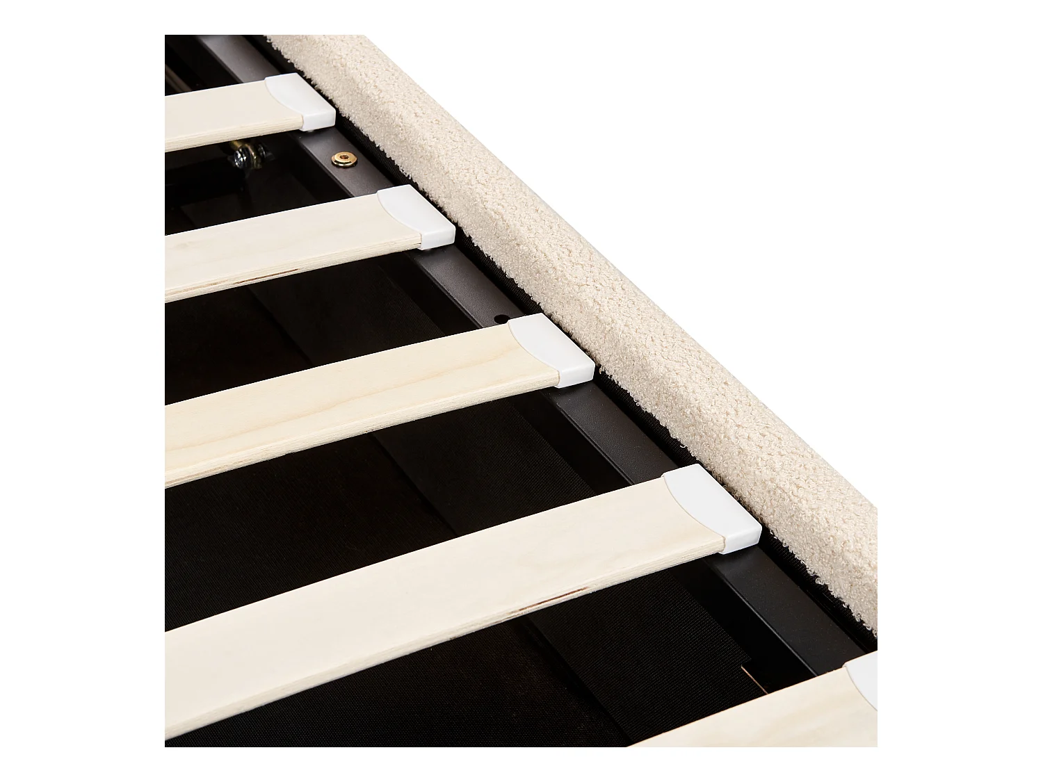 Lit ottoman Bouclé LAVAUR 160 x 200 cm Beige