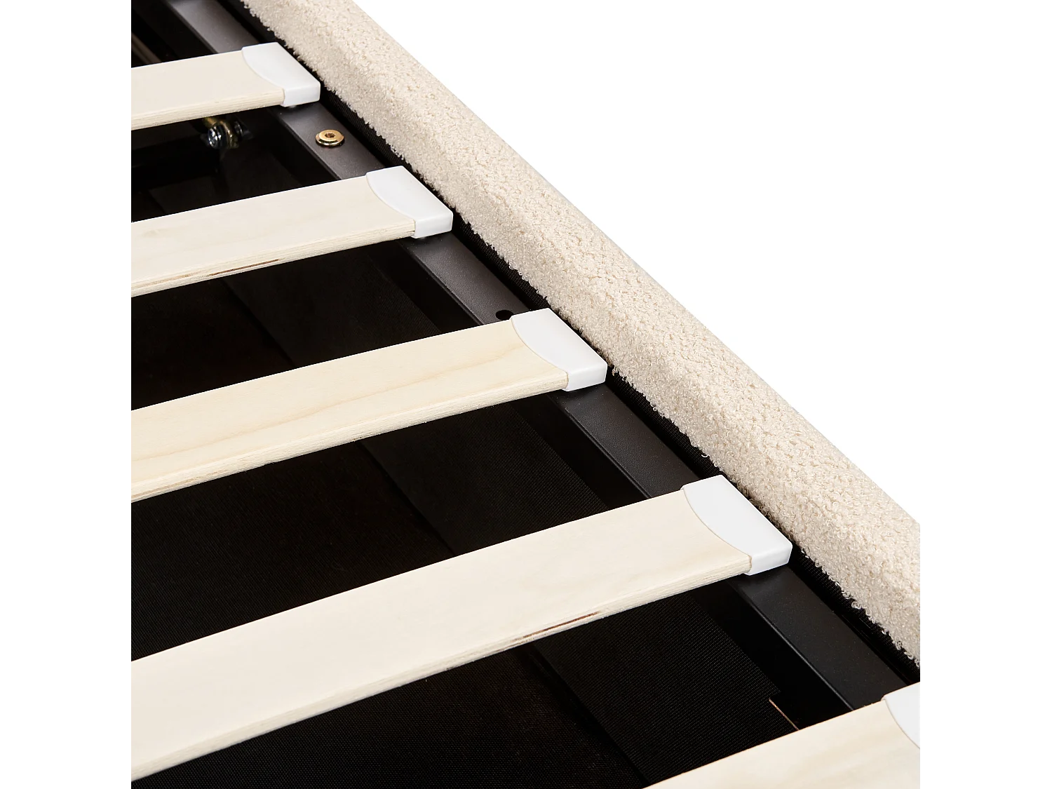 Lit ottoman Bouclé LAVAUR 160 x 200 cm Beige