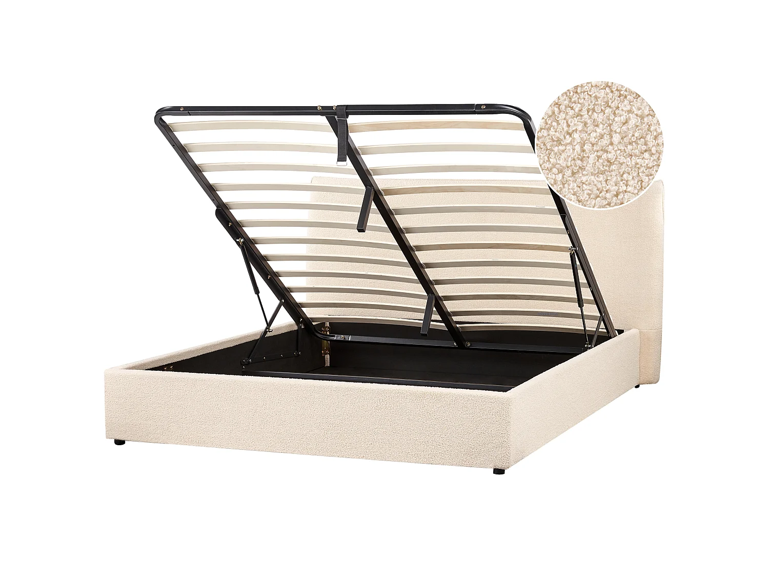 Lit ottoman Bouclé LAVAUR 160 x 200 cm Beige