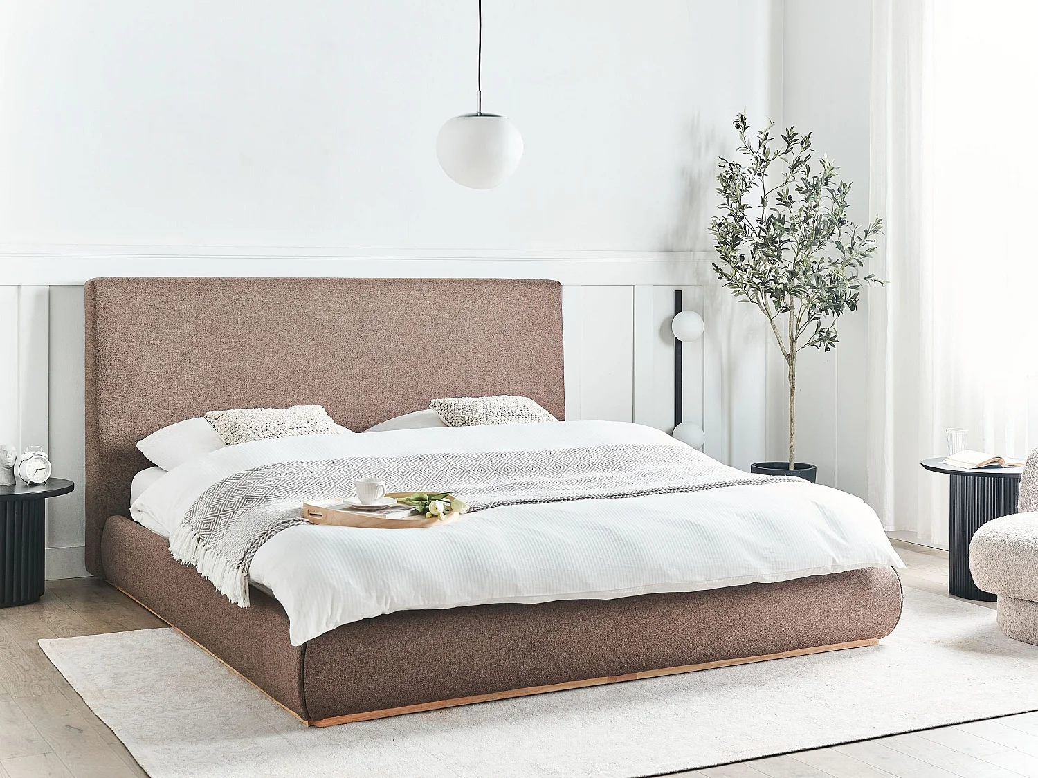 Bett mit Stauraum Stoff CAMPAGNE 180 x 200 cm Dunkelbraun