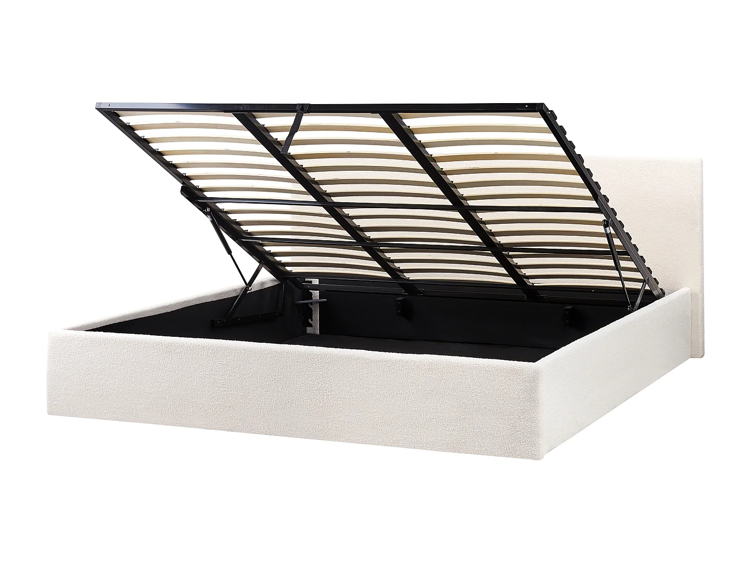 Lit ottoman Bouclé ORBEY 180 x 200 cm Blanc cassé