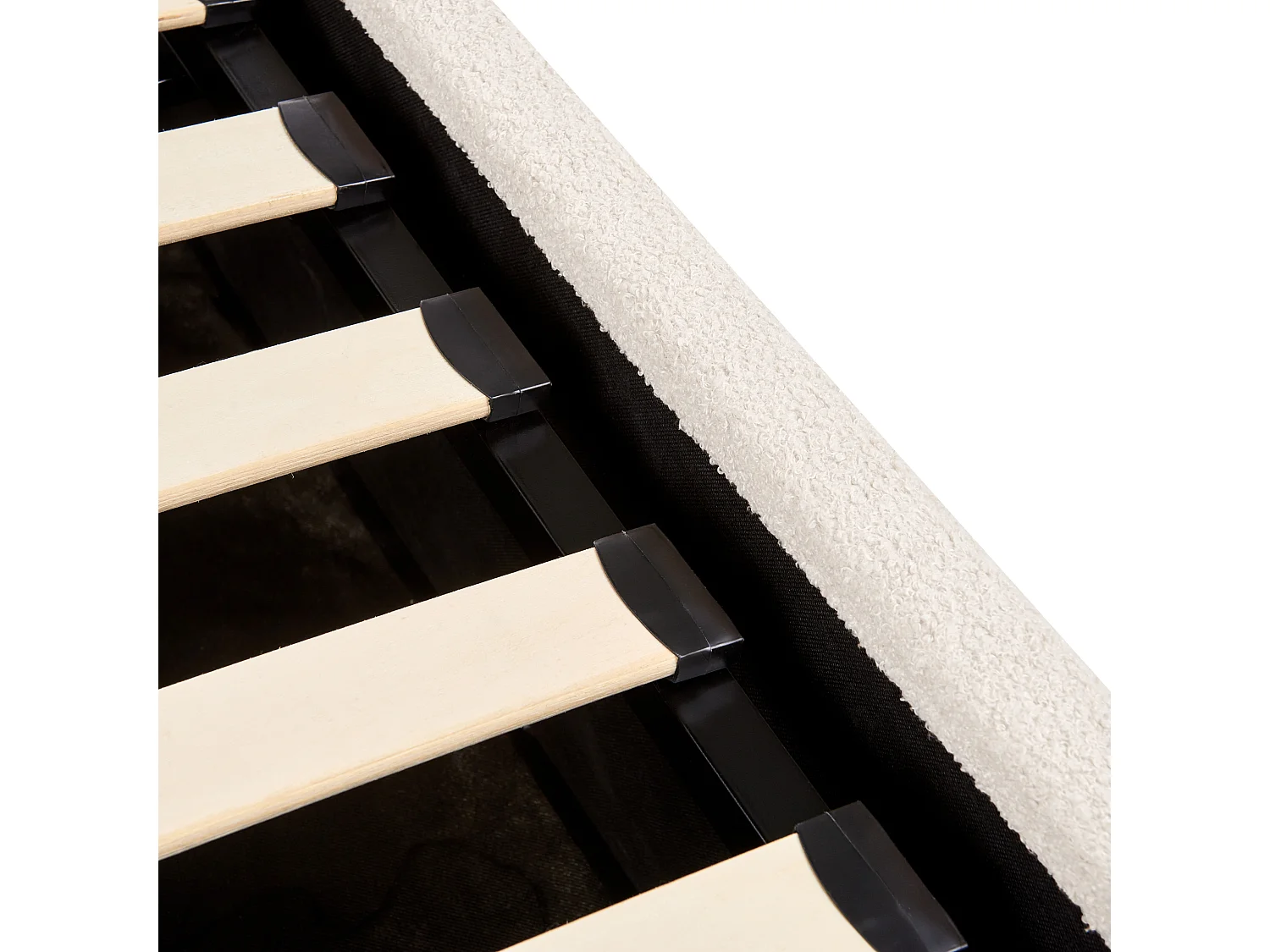 Lit ottoman Bouclé ORBEY 180 x 200 cm Blanc cassé