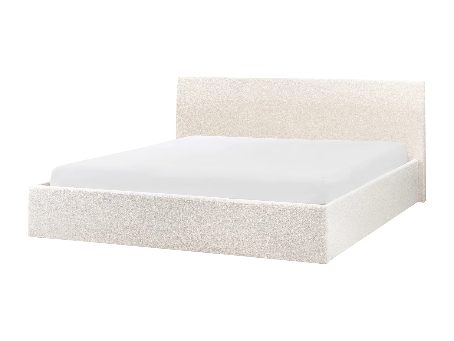 Lit ottoman Bouclé ORBEY 180 x 200 cm Blanc cassé