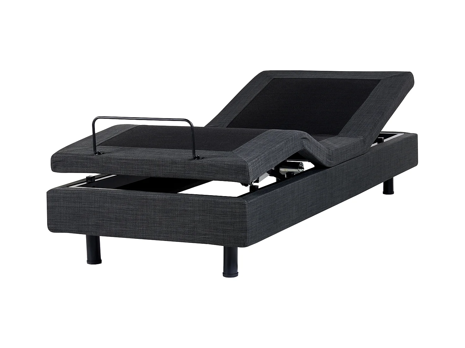 Lit réglable sans tête de lit Tissu DUKE 90 x 200 cm Gris foncé