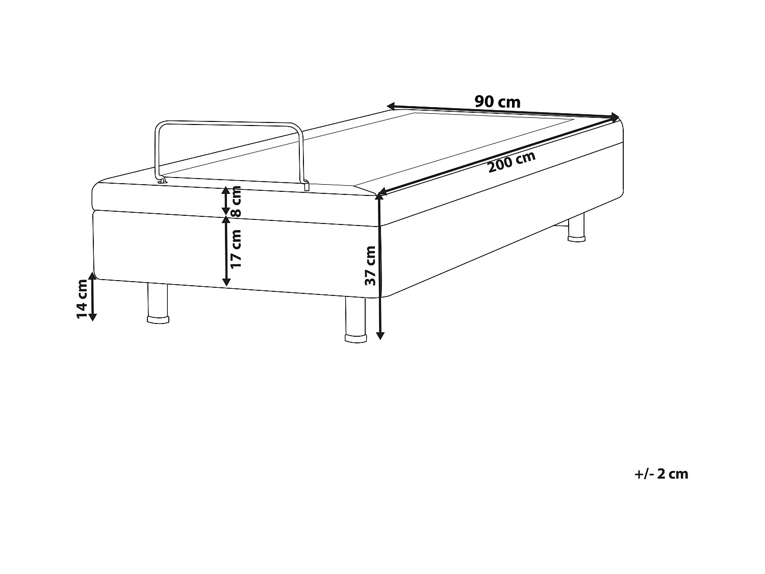 Lit réglable sans tête de lit Tissu DUKE 90 x 200 cm Gris foncé