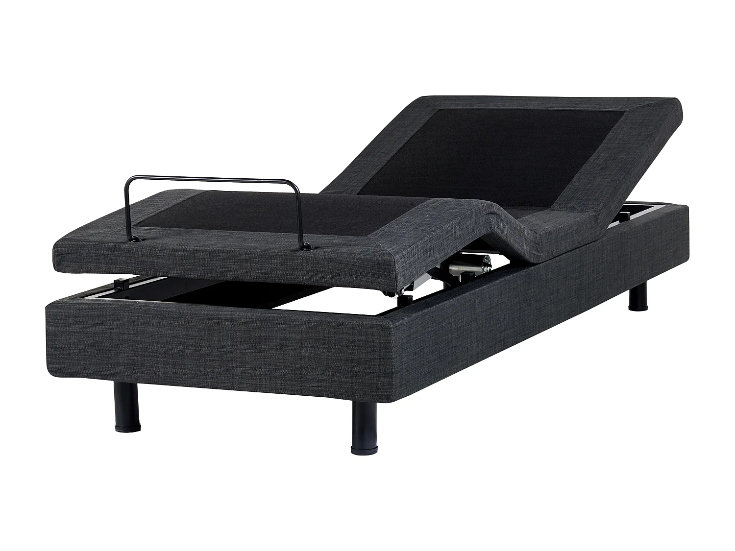 Verstellbares Bett ohne Kopfteil Stoff DUKE 90 x 200 cm Dunkelgrau