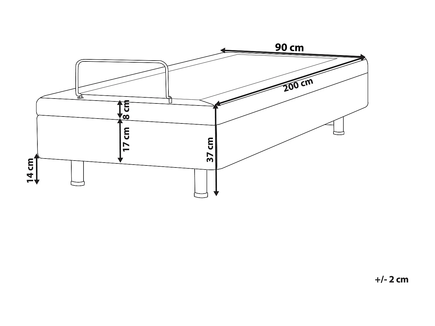 Verstellbares Bett ohne Kopfteil Stoff DUKE 90 x 200 cm Dunkelgrau