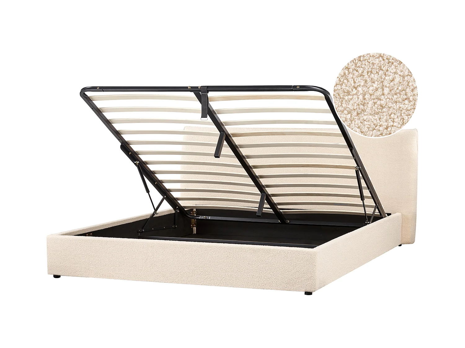 Bett mit Stauraum Bouclé LAVAUR 180 x 200 cm Beige