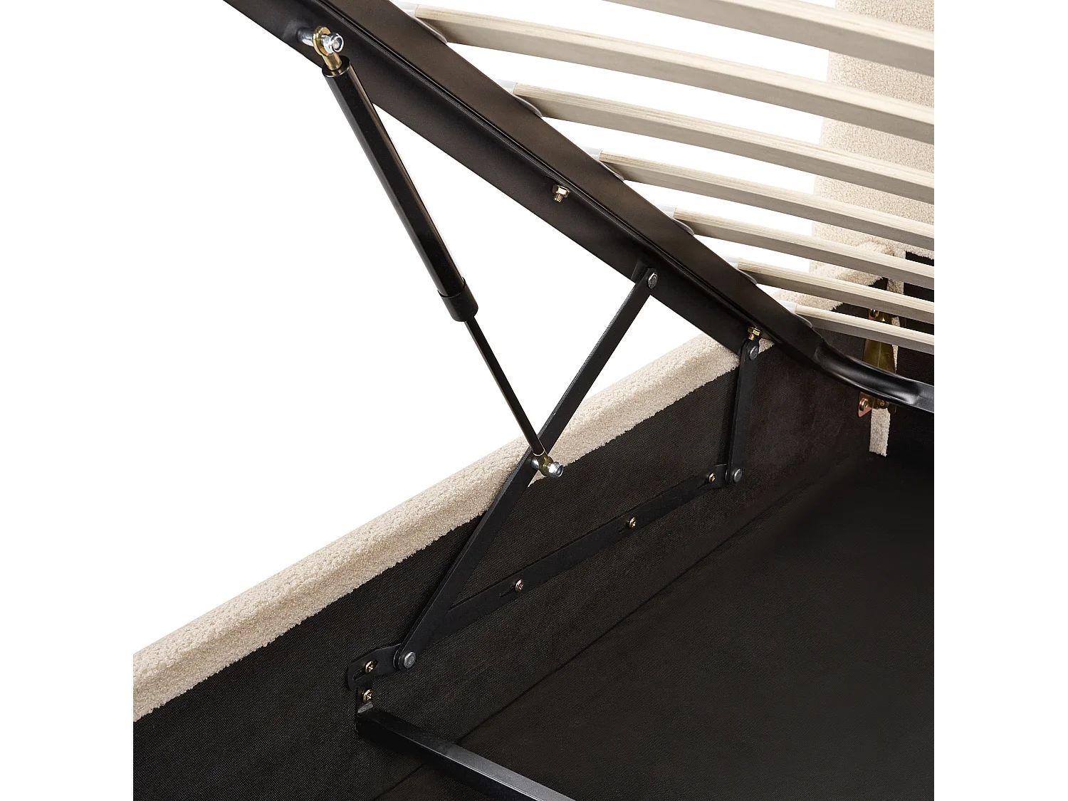 Lit ottoman Bouclé LAVAUR 180 x 200 cm Beige