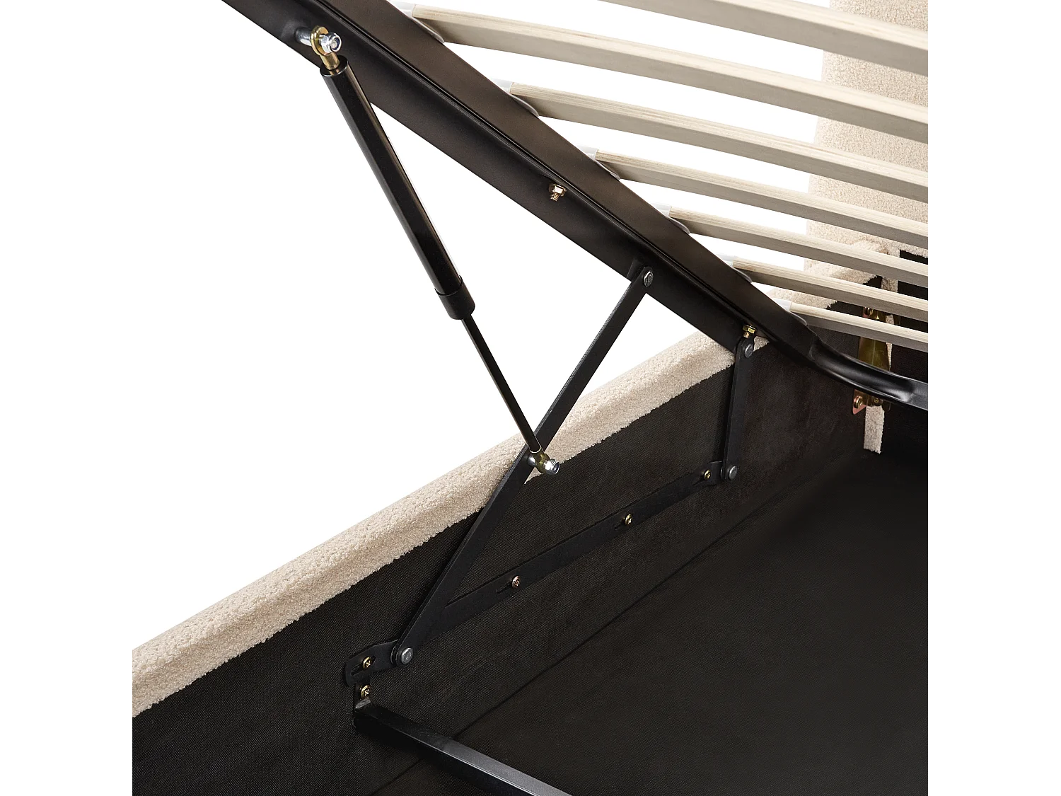 Lit ottoman Bouclé LAVAUR 180 x 200 cm Beige