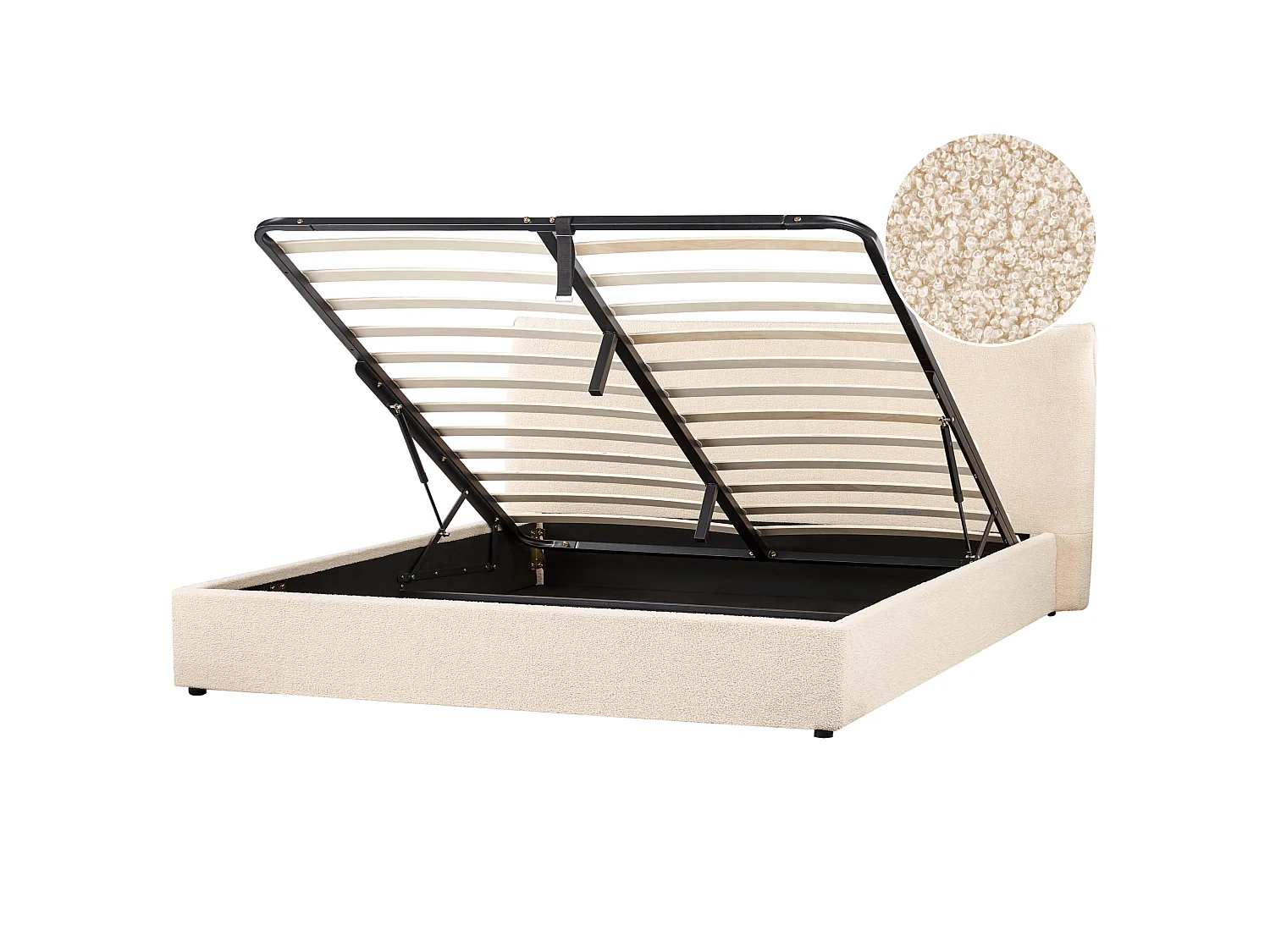 Lit ottoman Bouclé LAVAUR 180 x 200 cm Beige