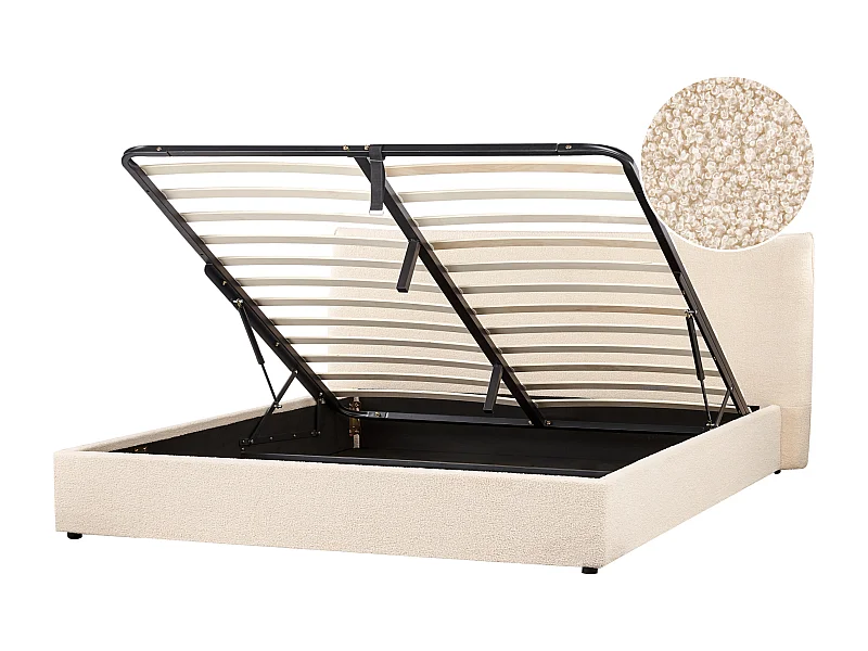 Letto contenitore Bouclé LAVAUR 180 x 200 cm Beige