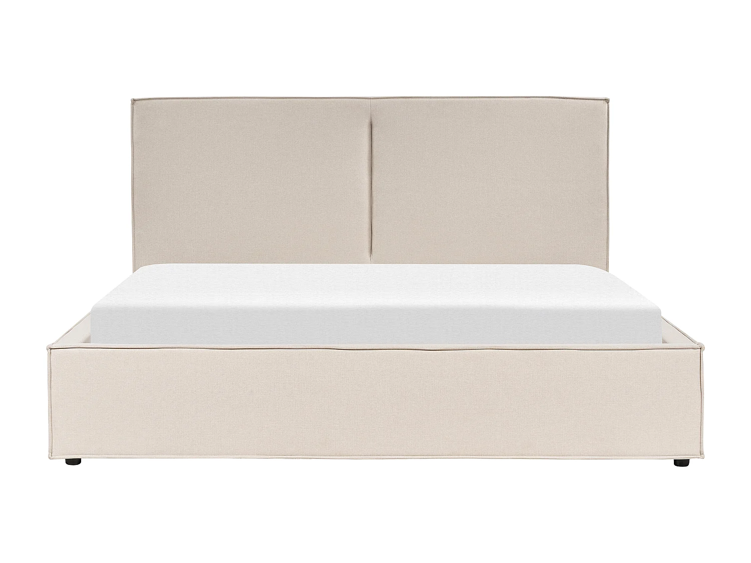 Polsterbett beige mit hohem Kopfteil Lattenrost 180 x 200 cm Bettkasten Moissac
