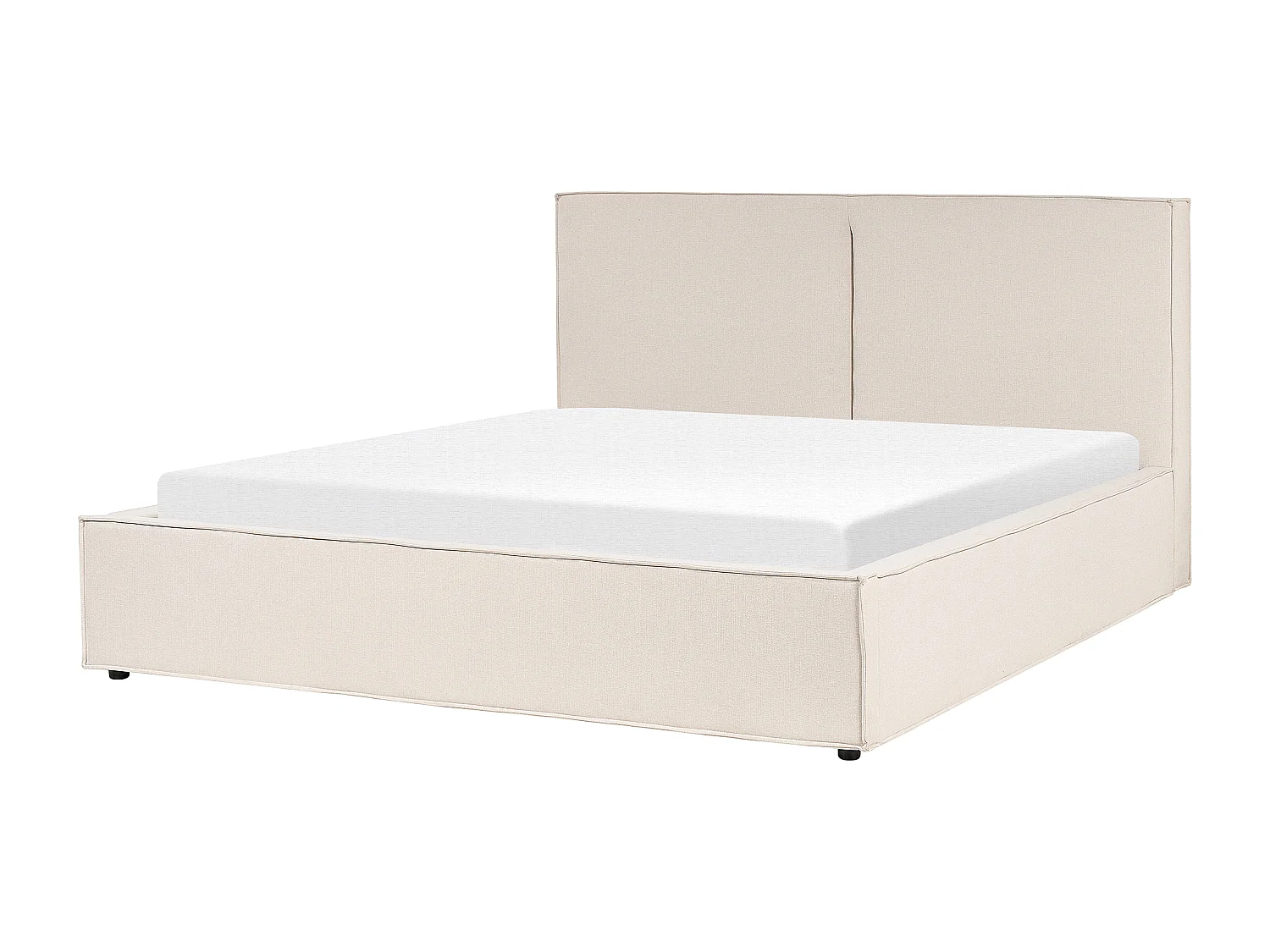 Polsterbett beige mit hohem Kopfteil Lattenrost 180 x 200 cm Bettkasten Moissac