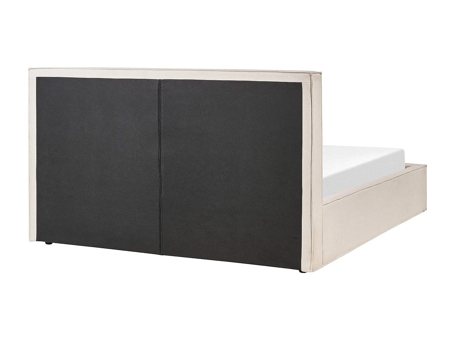 Polsterbett beige mit hohem Kopfteil Lattenrost 180 x 200 cm Bettkasten Moissac