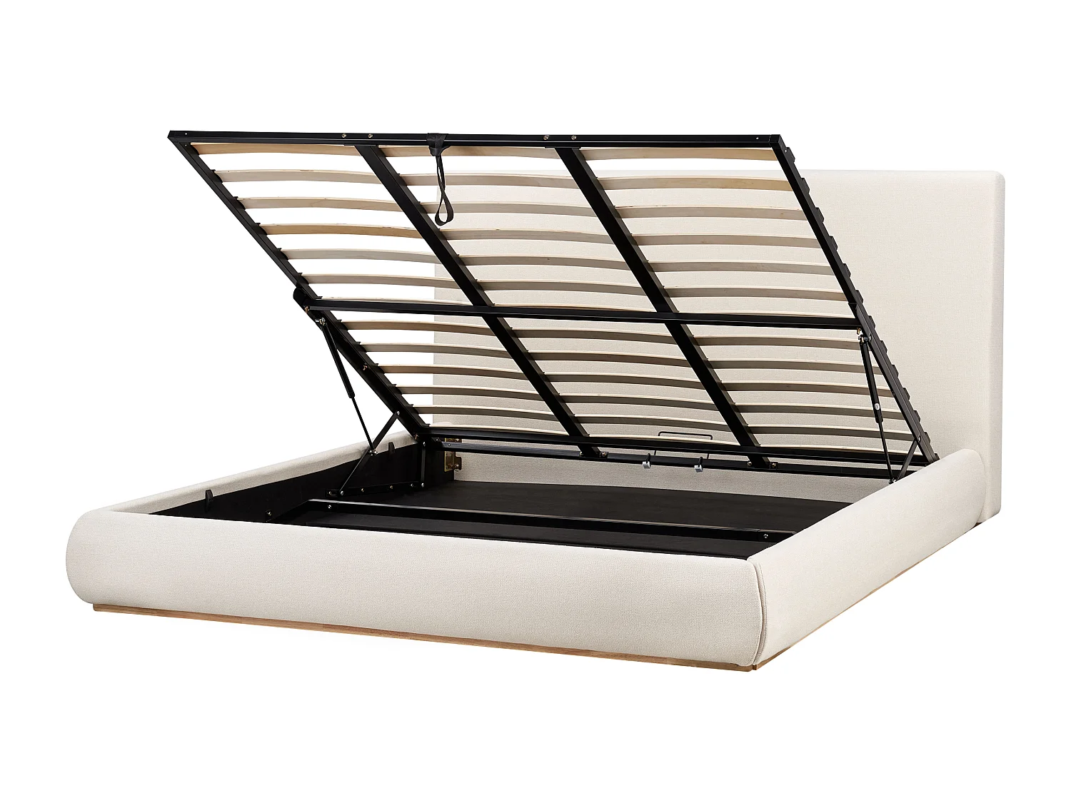 Lit ottoman Tissu CAMPAGNE 180 x 200 cm Beige clair