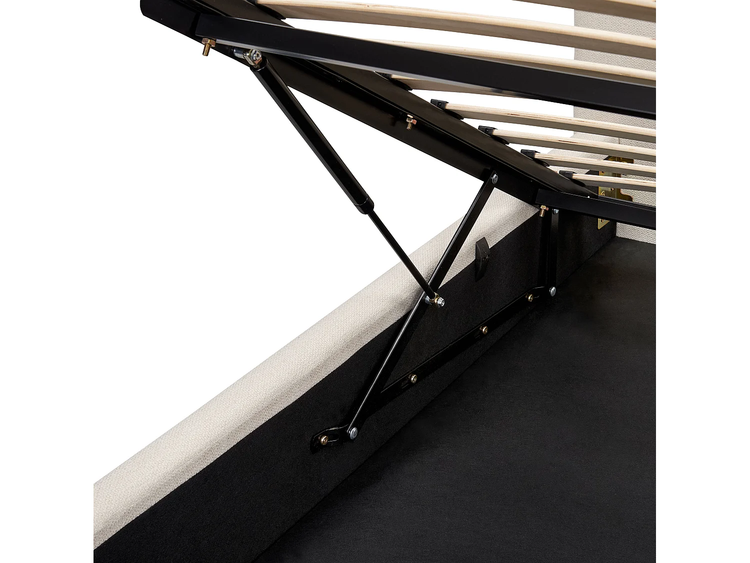 Lit ottoman Tissu CAMPAGNE 180 x 200 cm Beige clair