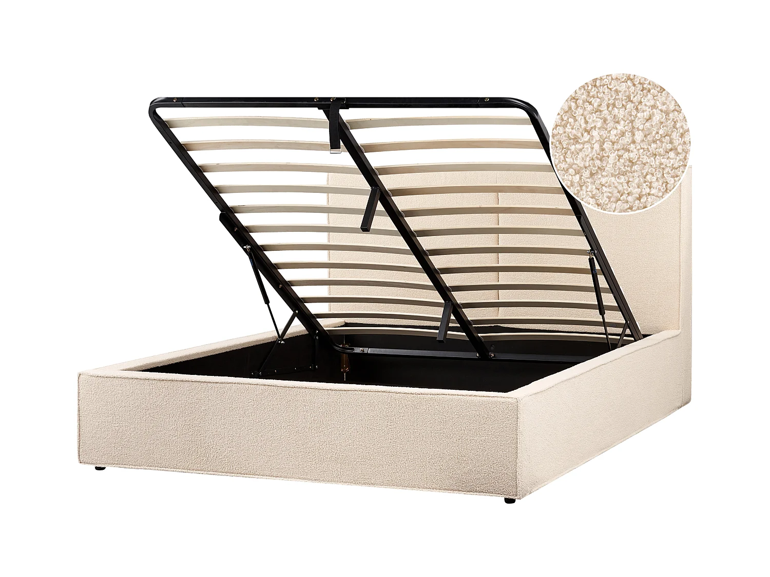 Lit ottoman Bouclé MOISSAC 160 x 200 cm Beige