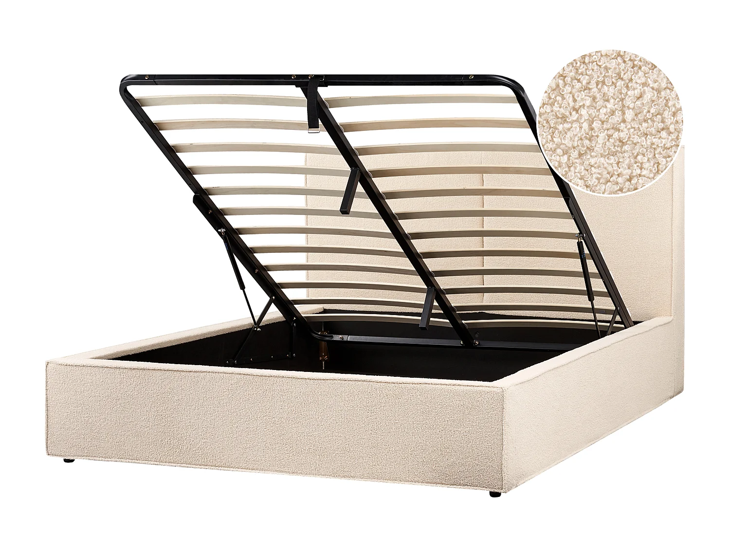 Bett mit Stauraum Bouclé MOISSAC 160 x 200 cm Beige