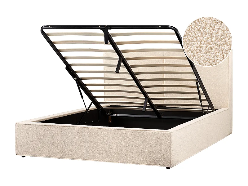 Lit ottoman Bouclé MOISSAC 160 x 200 cm Beige