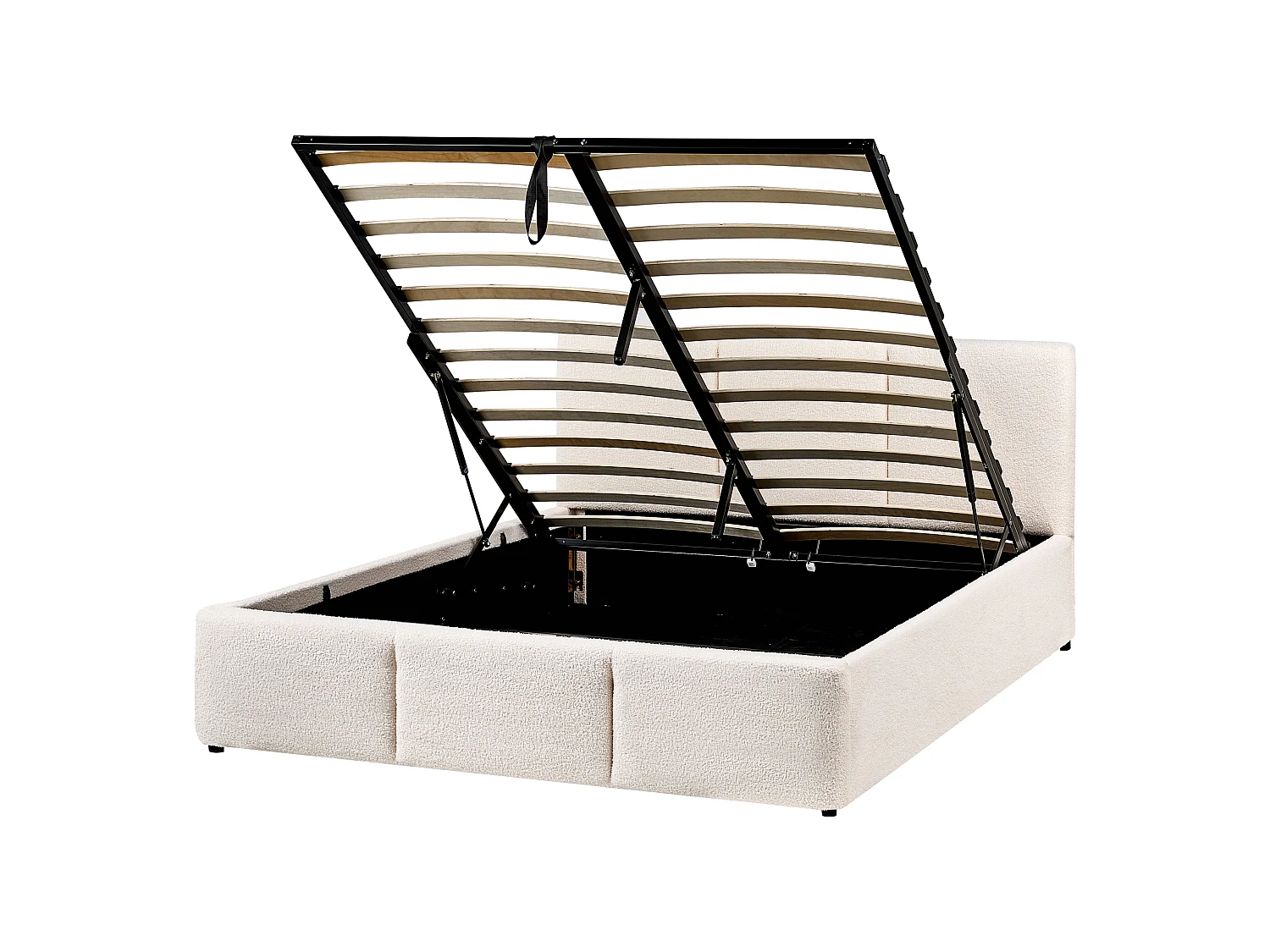 Bett mit Stauraum Bouclé BOUSSE 140 x 200 cm Cremeweiss