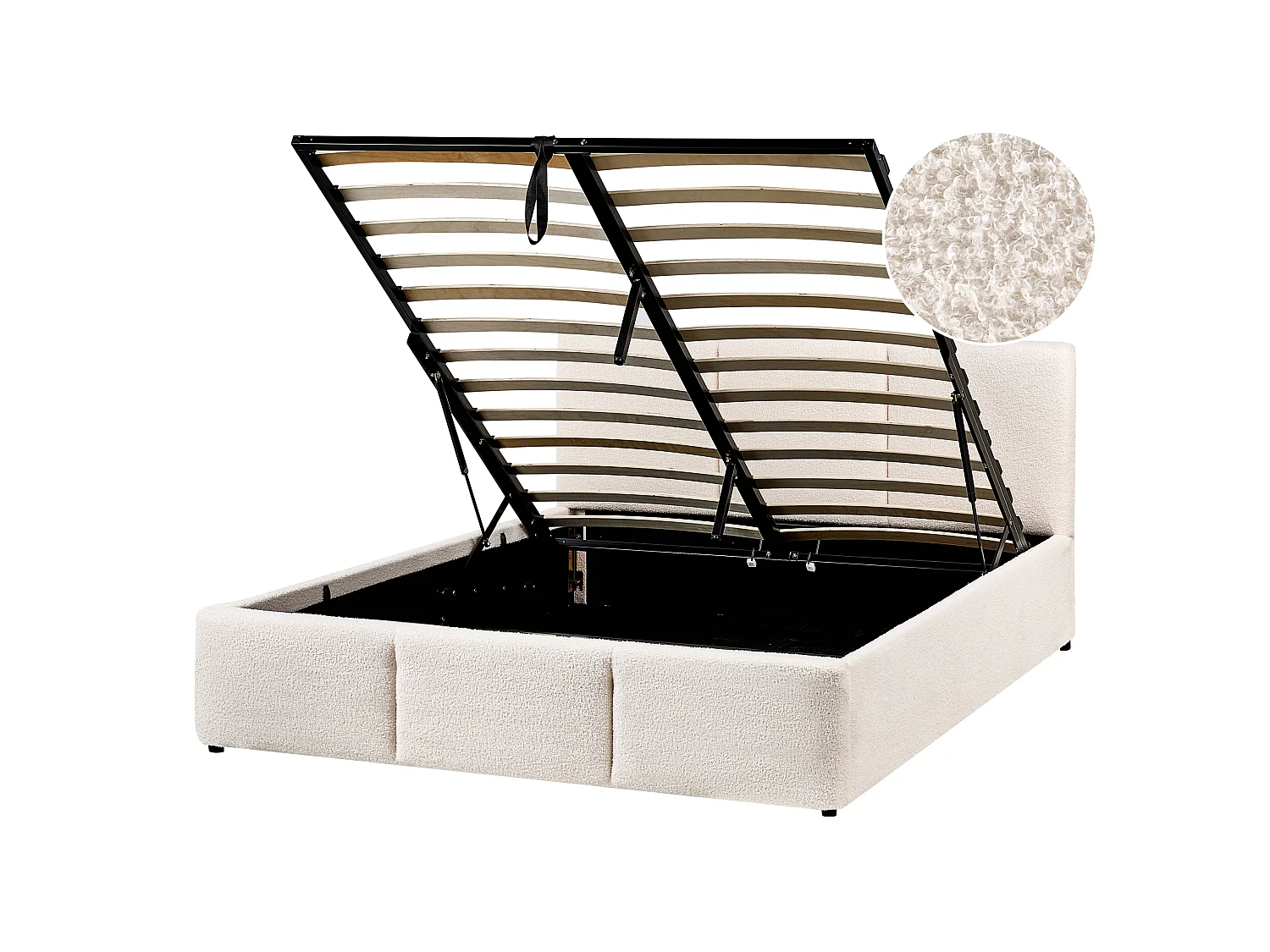 Bett mit Stauraum Bouclé BOUSSE 140 x 200 cm Cremeweiss