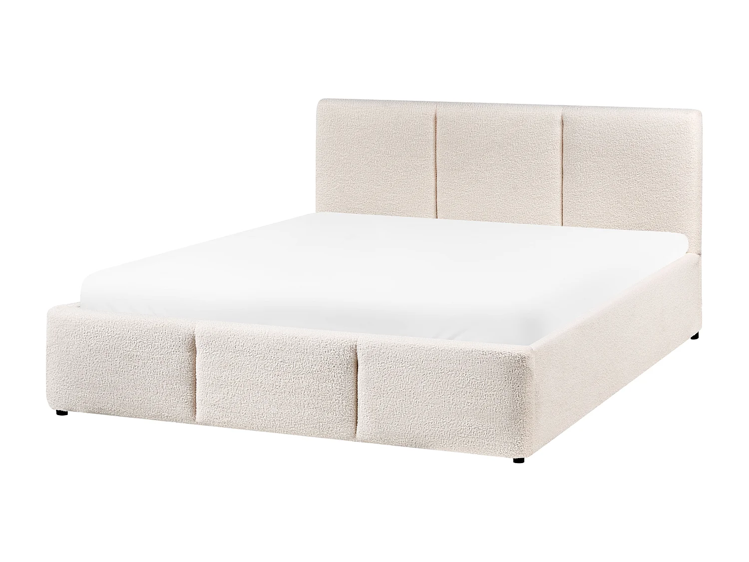 Lit ottoman Bouclé BOUSSE 140 x 200 cm Blanc cassé