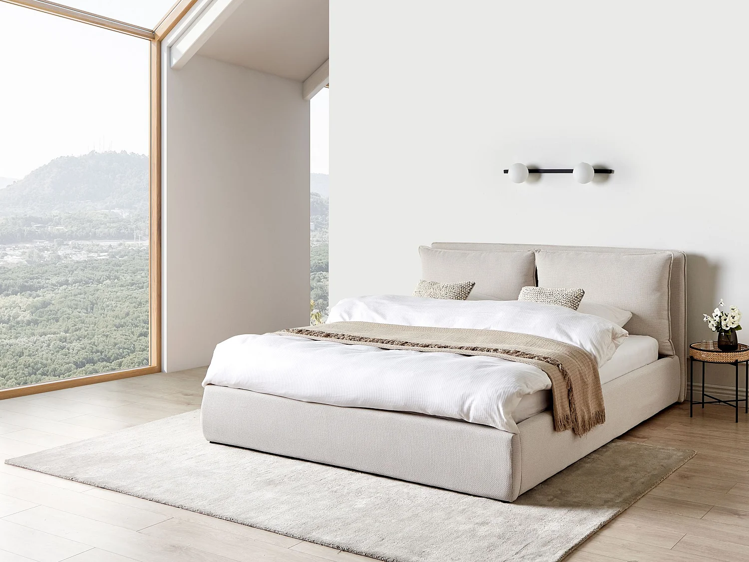 Bett mit Stauraum Stoff BAJONNA 180 x 200 cm Beige