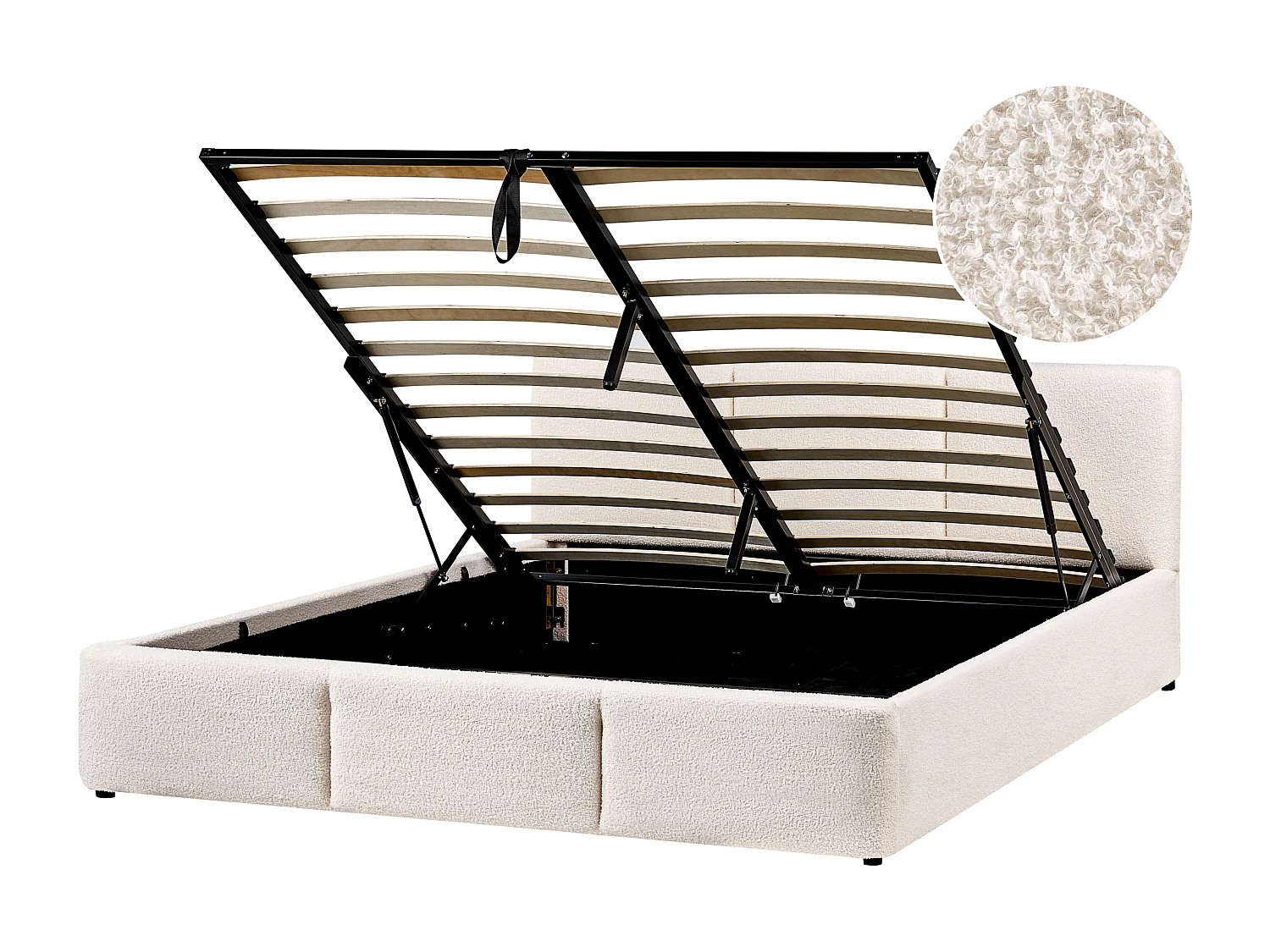 Bett mit Stauraum Bouclé BOUSSE 160 x 200 cm Cremeweiss
