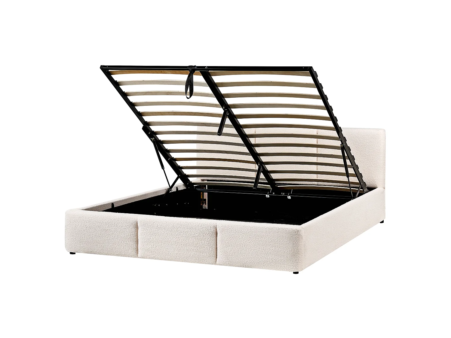 Bett mit Stauraum Bouclé BOUSSE 160 x 200 cm Cremeweiss