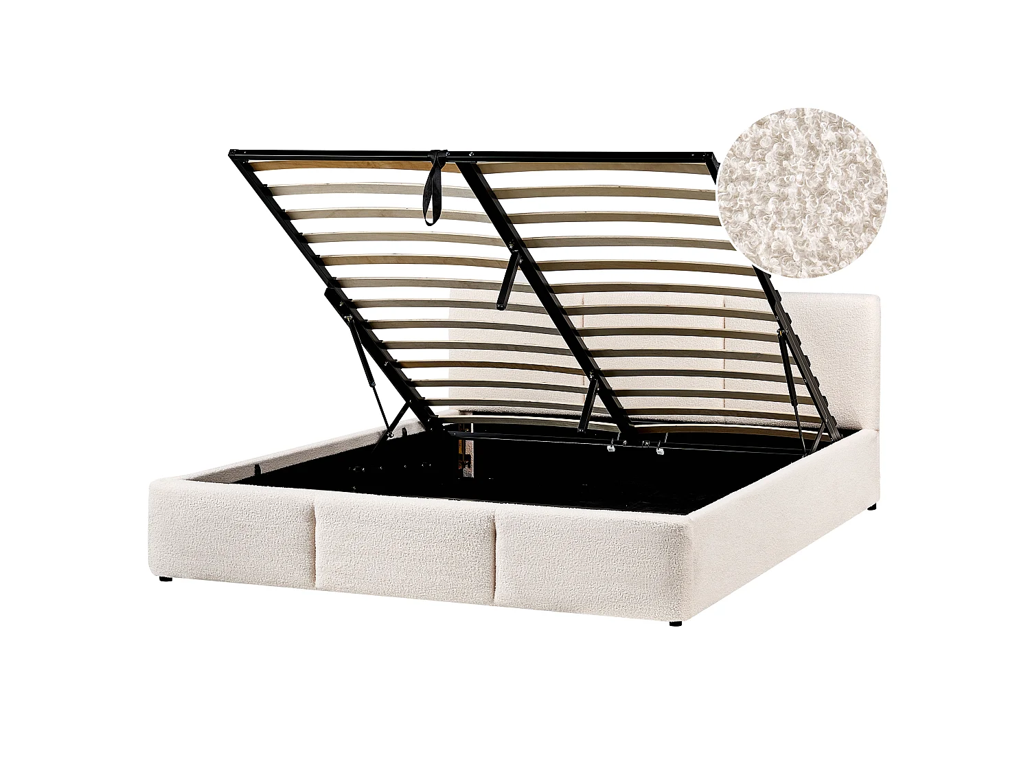 Bett mit Stauraum Bouclé BOUSSE 160 x 200 cm Cremeweiss